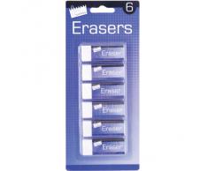 Just Stationery - Gomas de borrar (6 unidades), color blanco