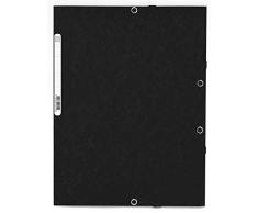 Exacompta - Carpeta con cierre de gomas y 3 aletas de cartón brillante, etiqueta trasera, lote de 10 unidades, color negro