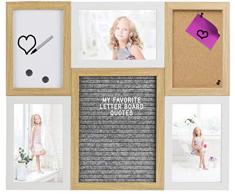 Gadgy ® Letter Board, Tablero Corcho y Pizarra Blanca en uno | Tamaño 40,5 x 33,8 x 1,5 cm | Con 170 letras blancas, 2 Imanes, 2 Chinchetas y 1 Marcador