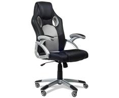 MC Haus Racing Gris - Silla Gaming ergonómica con reposabrazos Acolchados, Escritorio-Oficina