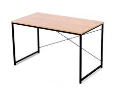 WOLTU TSB04hei - Escritorio, Mesa para Ordenador, Muebles de Oficina, Mesa de Trabajo de Madera y Acero, con Estante, Aprox.120 x 60 x 70 cm