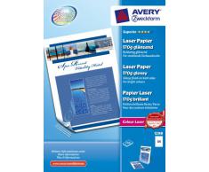 Avery España 1298 - Pack de 200 folios de papel fotográfico para impresoras láser, 210 x 297 mm, color blanco
