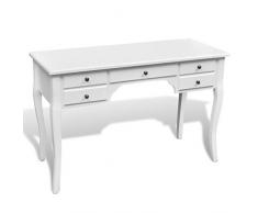 vidaXL Escritorio de Estilo Francés con 5 Cajones Patas Curvas Madera Blanco