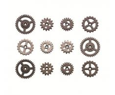 Tim Holtz Idea-Ology - Lote de 12 Adornos para Manualidades con Papel, diseÃ±o de Engranajes, Color Plateado