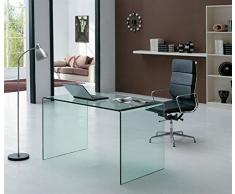 Mesa escritorio cristal curvado, 120x70 cm