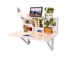 SoBuy Mesa plegable de pared con estante integrado, B90 x H36 x T60cm FWT07-W,color blanco,ES
