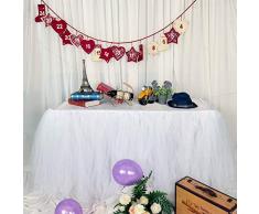 MYMM Falda de la Tabla,Gasa romántica del Escritorio de Tulle tutú,decoración de la Tabla, Boda, cumpleaños, Partido, Barra, Baile de Fin de Curso, día de Tarjeta del día de San Valentín(Blanco)