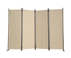 Angel Living Biombo Separador de 4 Paneles, Decoración Elegante, Separador de Ambientes Plegable, Divisor de Habitaciones, 225X165 cm (Beige)