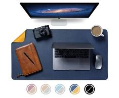 Upgrade Knodel Alfombrilla de escritorio, Vade para escritorio hecho de cuero PU, alfombrilla del escritorio del ordenador portátil, Doble cara (4390, Azul oscuro)