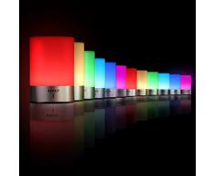 AUKEY Lámpara de Mesa Recargable con Luz Blanca Cálida Regulable & Color-Cambiante RGB, Lámpara Táctil con una iluminación de 360 grados para Habitaciones
