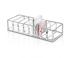 Organizador de maquillaje multiusos de plástico transparente para cosméticos para escritorio