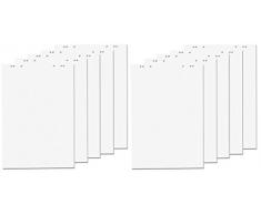Faxland - Hojas para rotafolio, 20 páginas de 69 x 99 cm, 5 paquetes, 6 orificios en la parte superior, color blanco, 10 Flipchartblöcke, blanco, 1