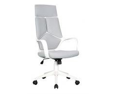 SixBros. Silla de Oficina Sillón de Oficina Silla giratoria Tela Gris/Blanco - 0898H/2253