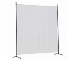 Angel Living Biombo Grande de 1 Panel, Decoración Elegante, Separador de Ambientes Plegable, Divisor de Habitaciones, 163X180 cm (Blanco)