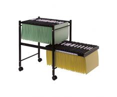 Q-Connect - Carrito Para Carpetas Colgantes Negro Con Ruedas Y Bandeja Inferior Extraíble Para Carpetas Tamaño Folio