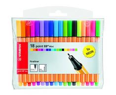 STABILO point 88 mini - Rotulador punta fina mini - Estuche con 18 colores