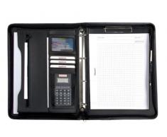 Alassio Manerbo 96093-1 - Carpeta clasificadora con anillas (A4, piel sintética), color negro