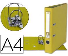 ARCHIVADOR DE PALANCA LIDERPAPEL A4 DOCUMENTA FORRADO PVC CON RADO LOMO 52MM AMARILLO COMPRESOR METALICO