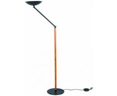 Aluminor LIBERT 4*N - Lámpara de pie halógena (madera y metal, articulada, altura regulable, 330 W), diseño moderno, colores marrón y negro