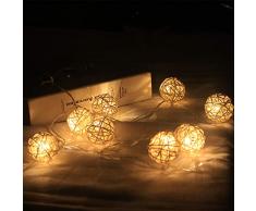 Cadena de luces Dormitorio Rainbow Light Dormitorio Luces Impermeables Operadas Para Jardín De Casa Lámpara Led20, Cuerda De Ratán Hecha A Mano De 3,5 M, 10 Bombillas