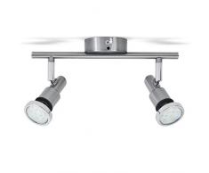 Lámpara de techo para baño IP44 incl. 2x5W LED bombillas orientables GU10 I Focos de techo y pared I luz blanco cálido 3000K I metal I Color níquel mate