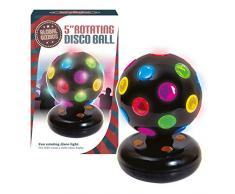 Global Gizmos – 5 pulgadas giratoria funciona con pilas LED de bola de discoteca. De plástico, negro