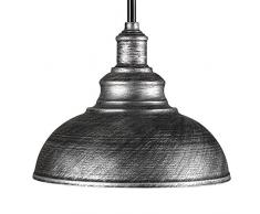 fltrade iluminación de la Industria metal Vintage lámpara de pantalla LED Lámpara colgante Edison la Industria iluminación de hierro Botella calabaza lámpara de techo lámpara de techo (36230 orificio de 30 cm, metal, plata