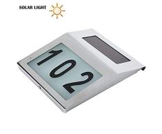 XDLUK Solar Luz Dirección Regístrate Número De Casa, Placa Decorativa Número De Puerta De Apartamento Número De Teléfono Iluminación Exterior Placa LED Lámpara Solar