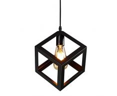 Mengjay Vintage Industrial Colgante Iluminación Retro Lámparas de Techo Metal Colgante de Luz, Cubo Iluminación Colgando Pantalla de la Lámpara Para la Cocina Loft Restaurante Coffee (E27 Base)
