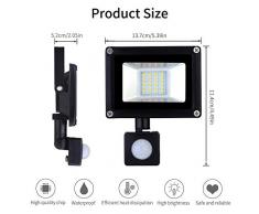 viugreum Foco exterior con detector de movimiento, 20 W Foco proyector Led, Iluminación IP65 impermeable Exterior para Jardín, garaje o deportes Espacio, Blanco cálido