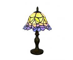 Tokira Lámpara de Mesa Estilo Tiffany de 8 Pulgadas, Luz Nocturna de Vitral Vintage, Dormitorio de Cabecera Púrpura Lámparas de Escritorio Para Sala de Estar Estilo Simple Lluminación de Lectura