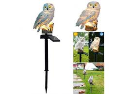 ALLOMN Lámpara solar para el Jardín, Luz Solar al Aire Libre Decoración de Jardín Lámpara Impermeable Sendero para Césped Jardines para Jardín Diseño de Búhos (Blanco)