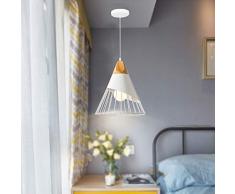 Chaozan iluminación colgantes de la forma de bádminton creativa nórdica, araña de madera sólida moderna del LED, lámparas de techo Sala de estar Comedor Estudio Lámpara de cabecer,Blanco,E27