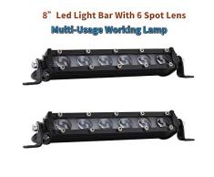 Par LED Light Bar 8" 60W 6000LM COB LED Bar Antivaho Ampolla Barra de LED de trabajo 4x4 Lente LED Linterna Off-Road 4x4 SUV Proyector de motocicleta Led al aire libre Lámpara de Garaje Jardín IP65