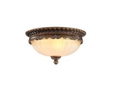 Ilucky Lámpara de Techo, Plafón de Techo, Metal Color Bronce Antiguo, Moderna, Rústica, Plafón de Vidrio Mate, para Salón, Comedor, Dormitorio, 3 x 40W E27 [Clase de eficiencia energética A],M