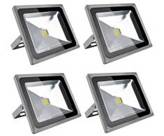 Leetop 4X 50W Blanco Frio Spotlights IP65 LED al aire libre Focos Reflectores Baustrahler