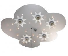Niermann Standby 667 - Lámpara de techo LED con 5 puntos de luz (5 bombillas E14, 40 W máx.), diseño de nube, madera lacada color plateado
