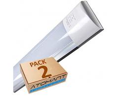 Led Atomant (LA) Pack 2X Pantalla Carcasa Tubo Integrado, 40 W, Color Blanco Neutro 4500K, 120 cm. Equivalente a 2 Tubos Fluorescentes de 36w, 3300 lumenes Reales Regleta Led Slim T8, 36