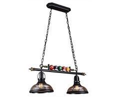 VISTANIA Industrial Vintage araña 2 Luces 30Isla luz Edison Metal lámpara Colgante luminaria con Pantalla de Vidrio Claro decoración de Bola de Billar Especial