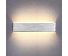 Yafido Apliques Pared Interior LED 14W Lámpara de pared Moderna Blanco Cálido Plata Cepillado Perfecto para Salon Dormitorio Sala Pasillo Escalera 40CM