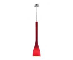 Ideal Lux FLUT SP1 BIG E27 Rojo iluminación de techo - Lámpara (Cocina, Rojo, IP20, Cepillado, Rojo, Vidrio, Metal)