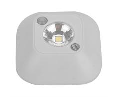 Lámpara de Mesa LED luz de sensor de movimiento inalámbrico, 360 grados luz de inducción dual PIR movimiento activado bajo luces de armario Luz de emergencia alimentado por batería(Gray)