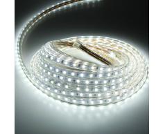 Tiras LED SMD5050 8mm 220v (5 Metros) Luz Fría 6000k Ip65 Impermeable Con Enchufe ONSSI LED