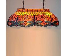 Araña De Estilo Tiffany Extra Grande De 33 Pulgadas, Lámpara Colgante De Techo Con Pantalla De Vidrieras De Libélulas, Lámpara Colgante Para Barra De Billar, E27 X 4, 220 V