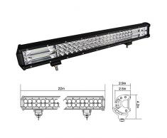AUXTINGS 22 inch 324W Triple fila 7D LED luz de trabajo Barra Spot Flood Combo Beam DC 12V-24V 6000k vehículos todoterreno 4x4 Atvs Utvs