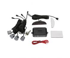 TKOOFN® Universal KFZ Radar Aparcamiento Sensor Alarma Acustica Indicador LUZ Kit LED Marcha Atras (4 Unidades Gris)