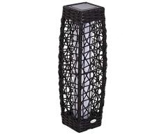 Outsunny Lámpara de Pie Ratán Luz LED Solar Ecológico para Interior Exterior Jardín Decoración Iluminación Marco de Metal 19x19x68cm