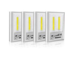 4x Luz Nocturna, Luces LED Armario,Brillo ajustable Lámpara Nocturna Luz para Armario, Pasillo, Escalera, Sótano, Cocina, Garaje, Gabinete,240LM