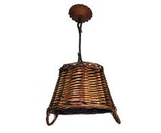 Lámpara rústica con canasto de mimbre. Diámetro 35 cm