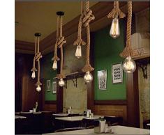 Lámpara de Cáñamo Lámpara Cuerda Vintage Rústico la decoración de Comedor Restaurante bar 150cm(75CM+75CM) 220V AC